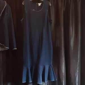 Two denim Dress out fit with Gold trimming